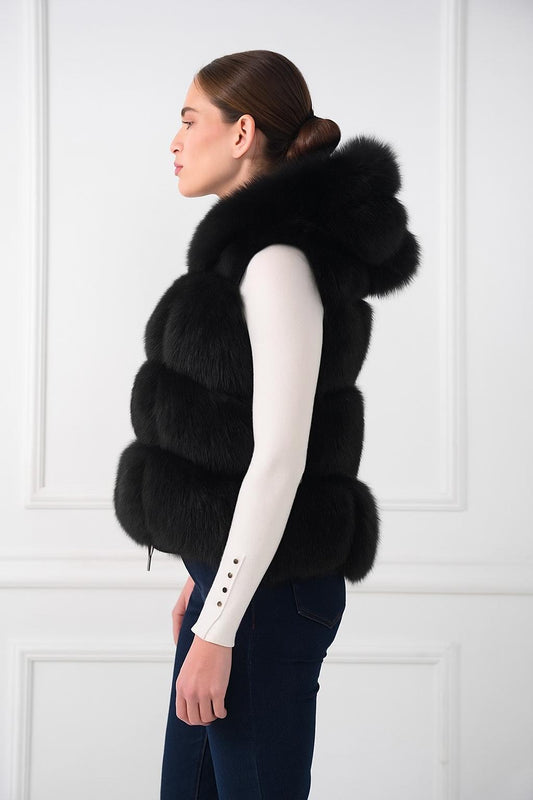 Luxe Bontgilet Kort - Zwart