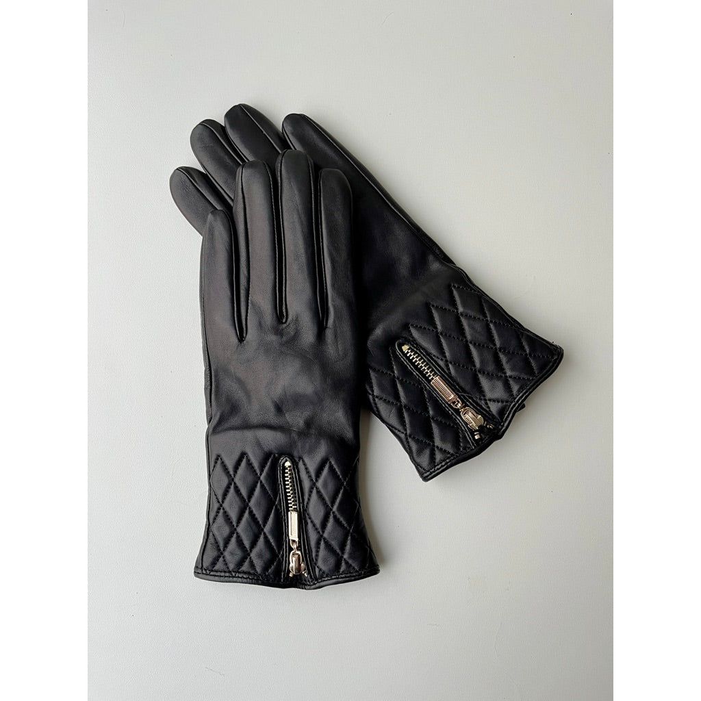 Leather Gloves with Zipper.