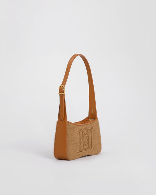 Camile Schoudertas in Alpaca wol en leder