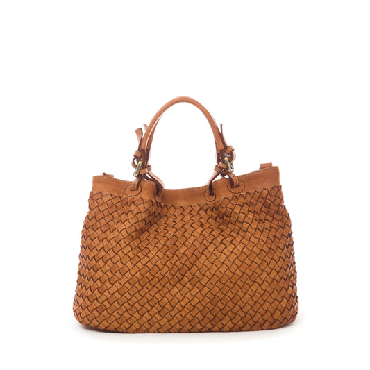 Italiaans Kalfsleer Handtas - Sara - Cognac