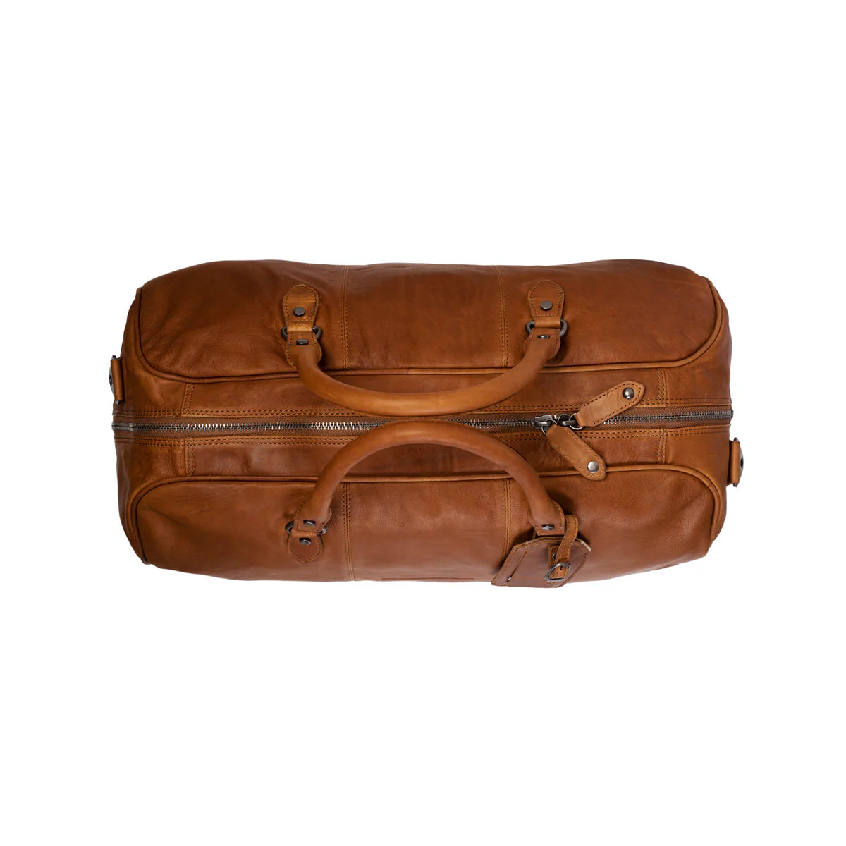 Leather Travel Bag William in Cognac - 100% Full grained leather