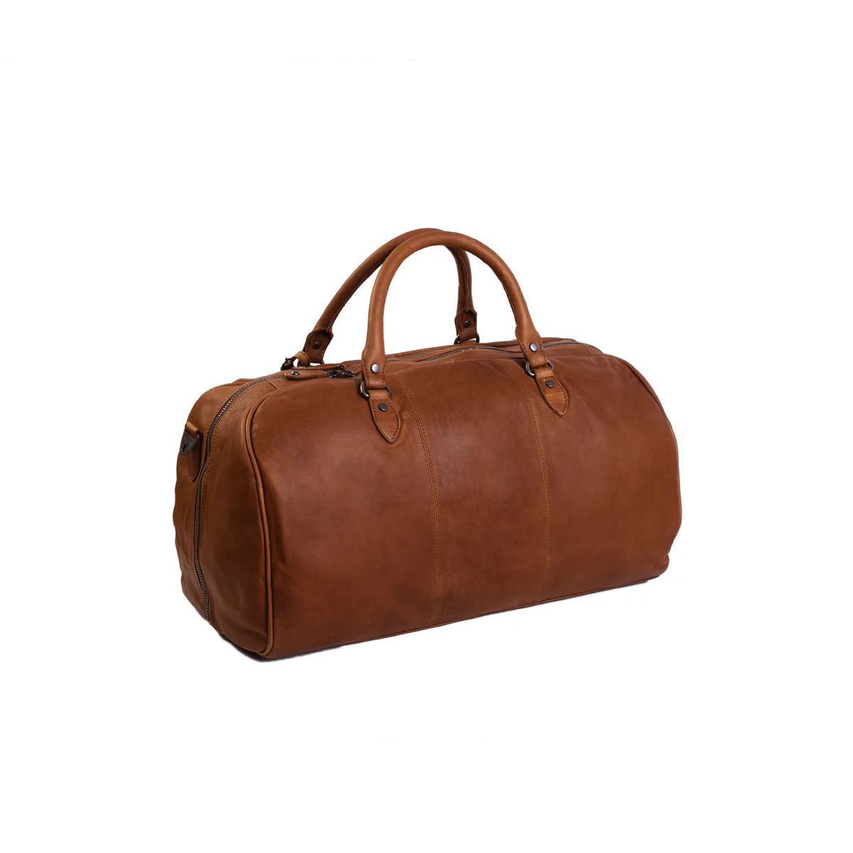 Leather Travel Bag William in Cognac - 100% Full grained leather