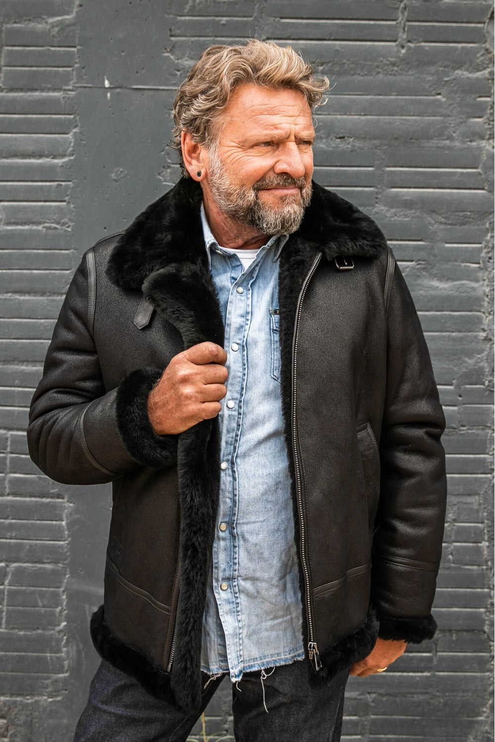 Mouton Shearling - Bombardier in Zwart