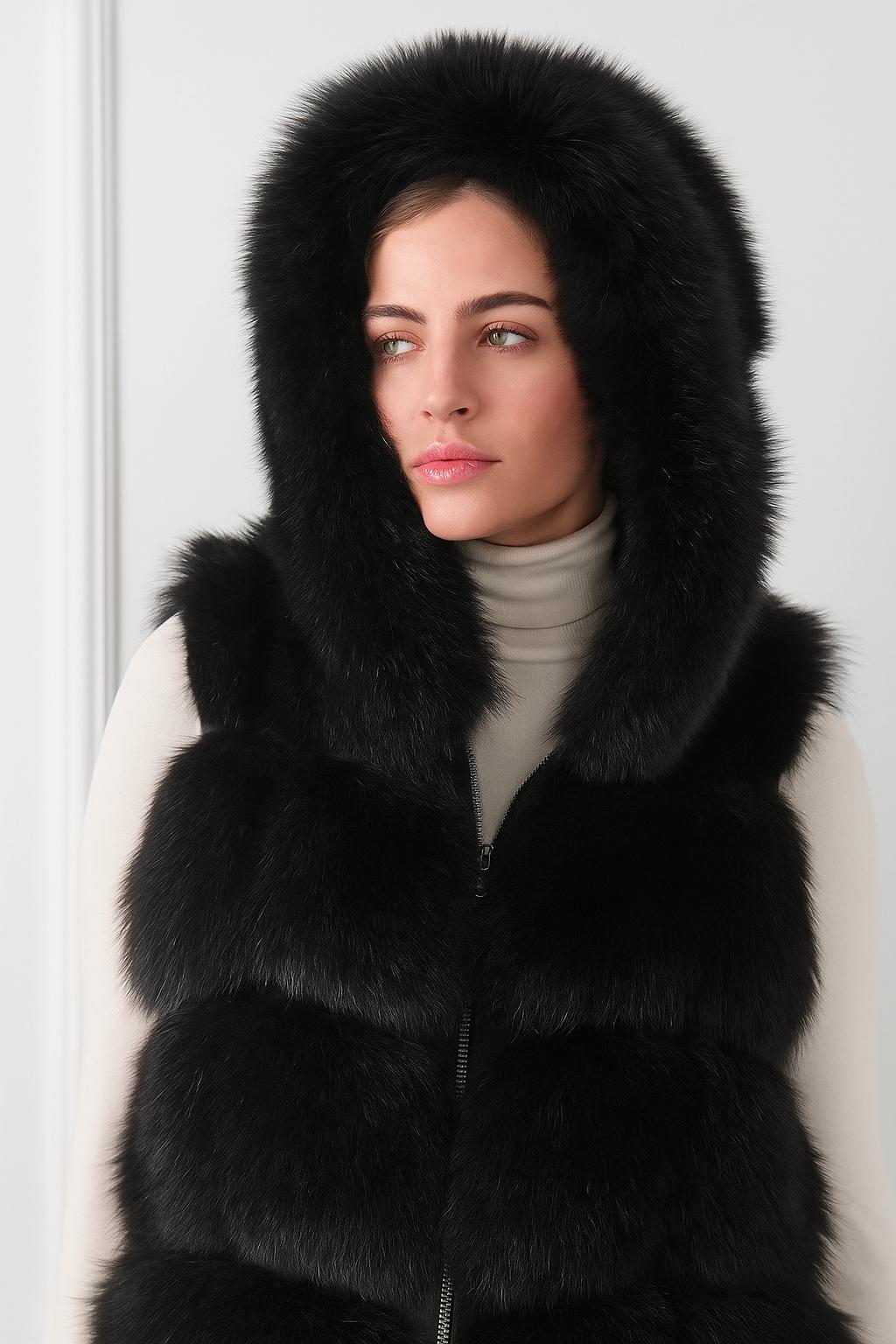 Luxe Bontgilet Kort - Zwart