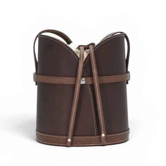 LAINA – Ebbenhout – Bucket tas in volnerfleer