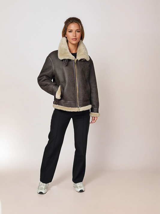 Mouton Shearling Nappa Lam - Donker Bruin