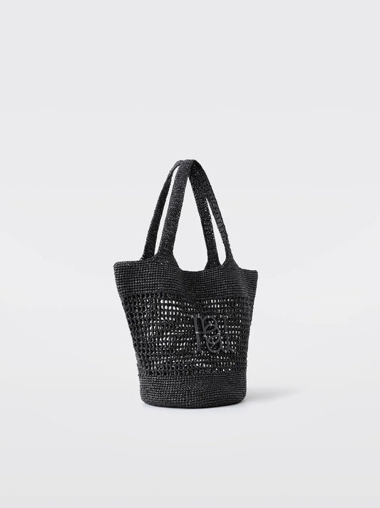 Palma Raffia Tote – Zwart