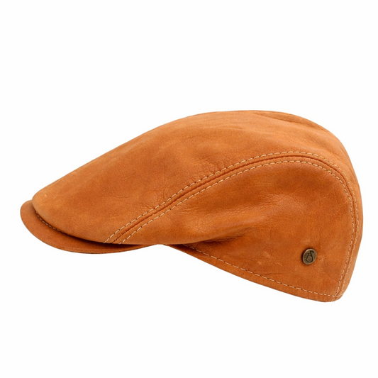 Lederen Flat Cap – Handmade in Italy - Cognac
