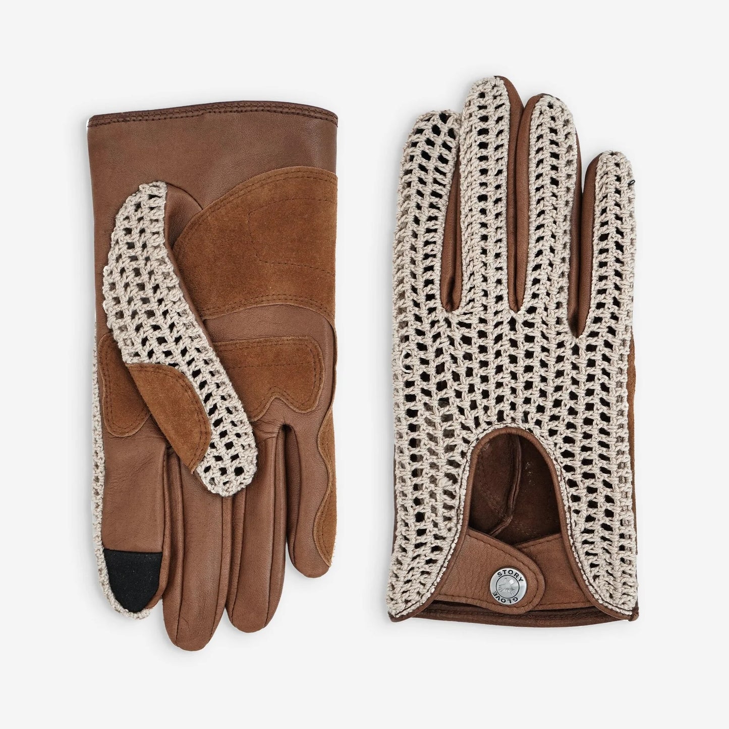 Crochet Leather Gloves for Bicycle/E-scooter – Touchscreen
