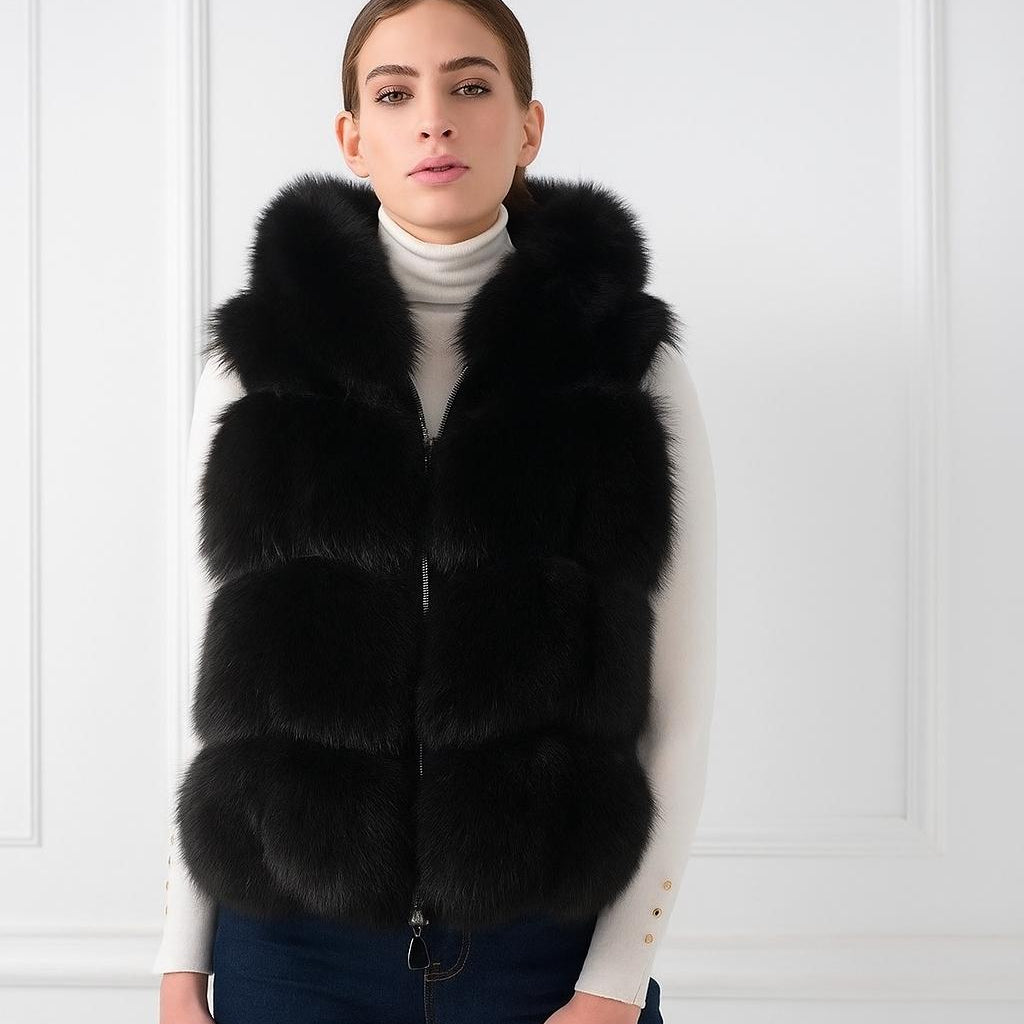 Luxe Bontgilet Kort - Zwart