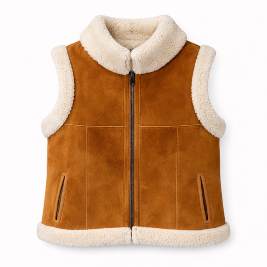 Mouton Shearling Vest – Cognac