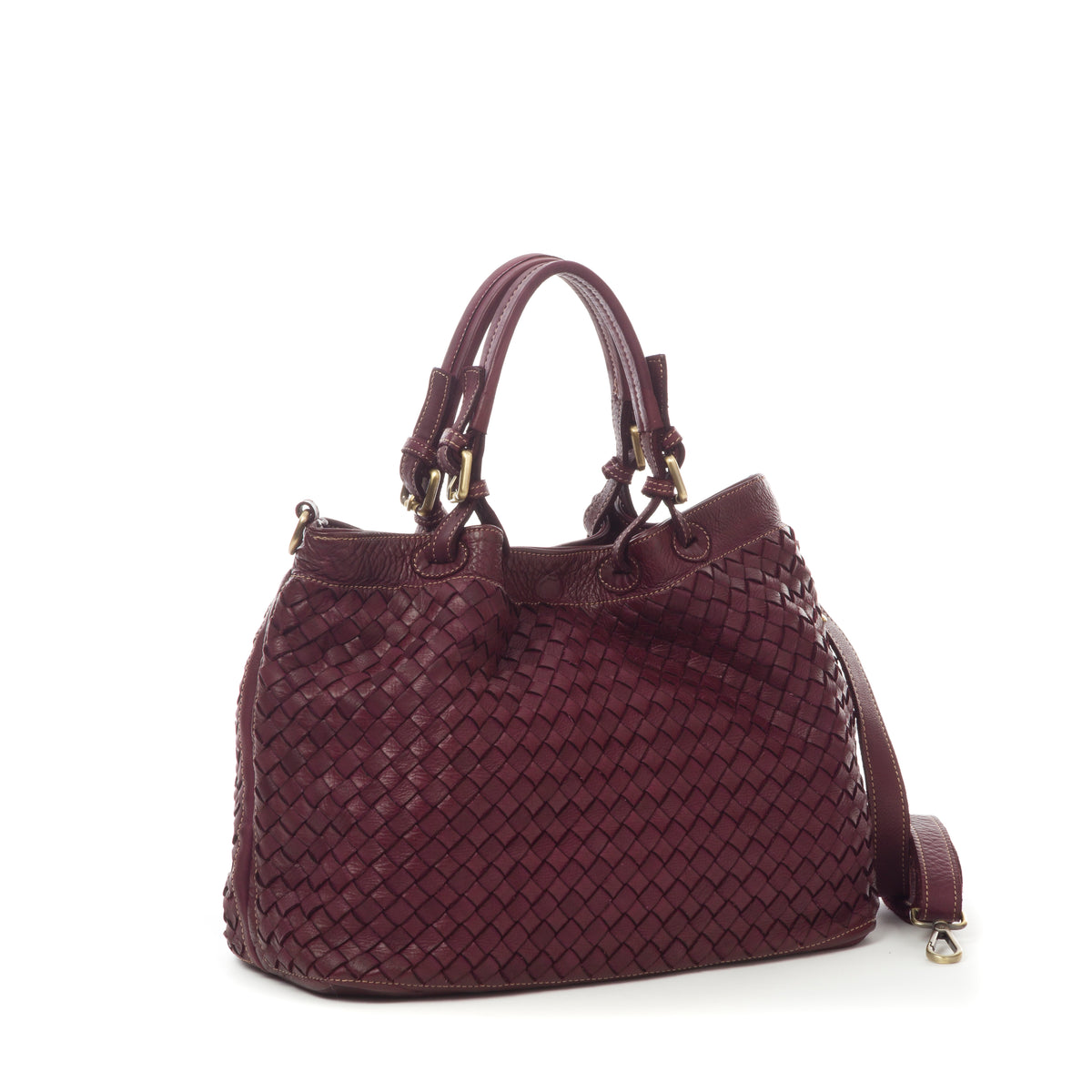 Italiaans Kalfsleer Handtas - Sara - Burgundy
