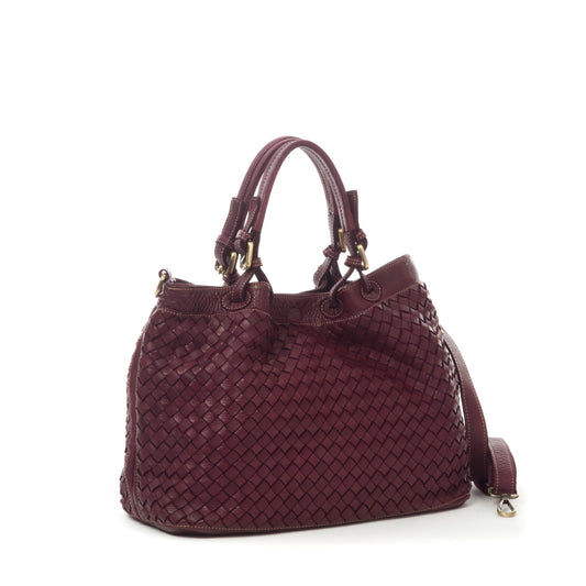 Italiaans Kalfsleer Handtas - Sara - Burgundy