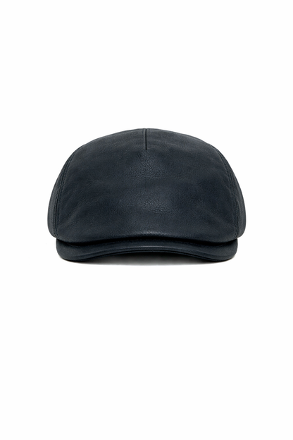 Leather Flat Cap – Handmade in Italy - Black