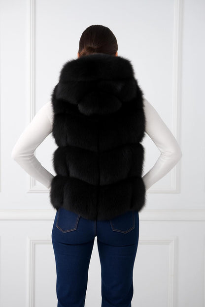Luxe Bontgilet Kort - Zwart