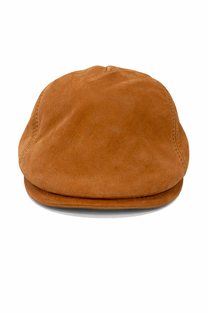 Leather Flat Cap – Handmade in Italy - Cognac