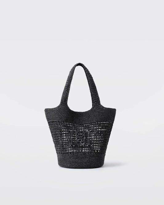 Palma Raffia Tote – Zwart