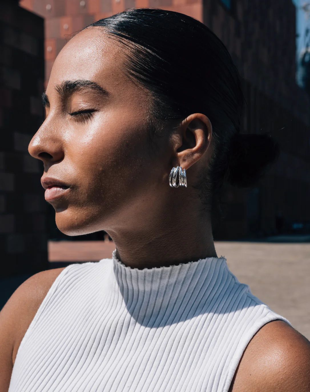 Vein Oorbellen wit goude-geplateerd