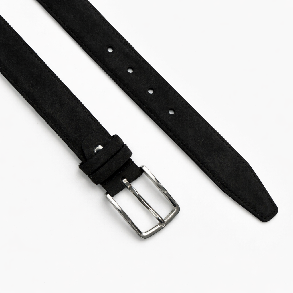 Suede Leather Belt - 35mm - Black