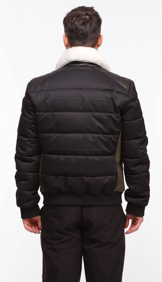 Mouton Shearling Jas – Khaki & Zwart