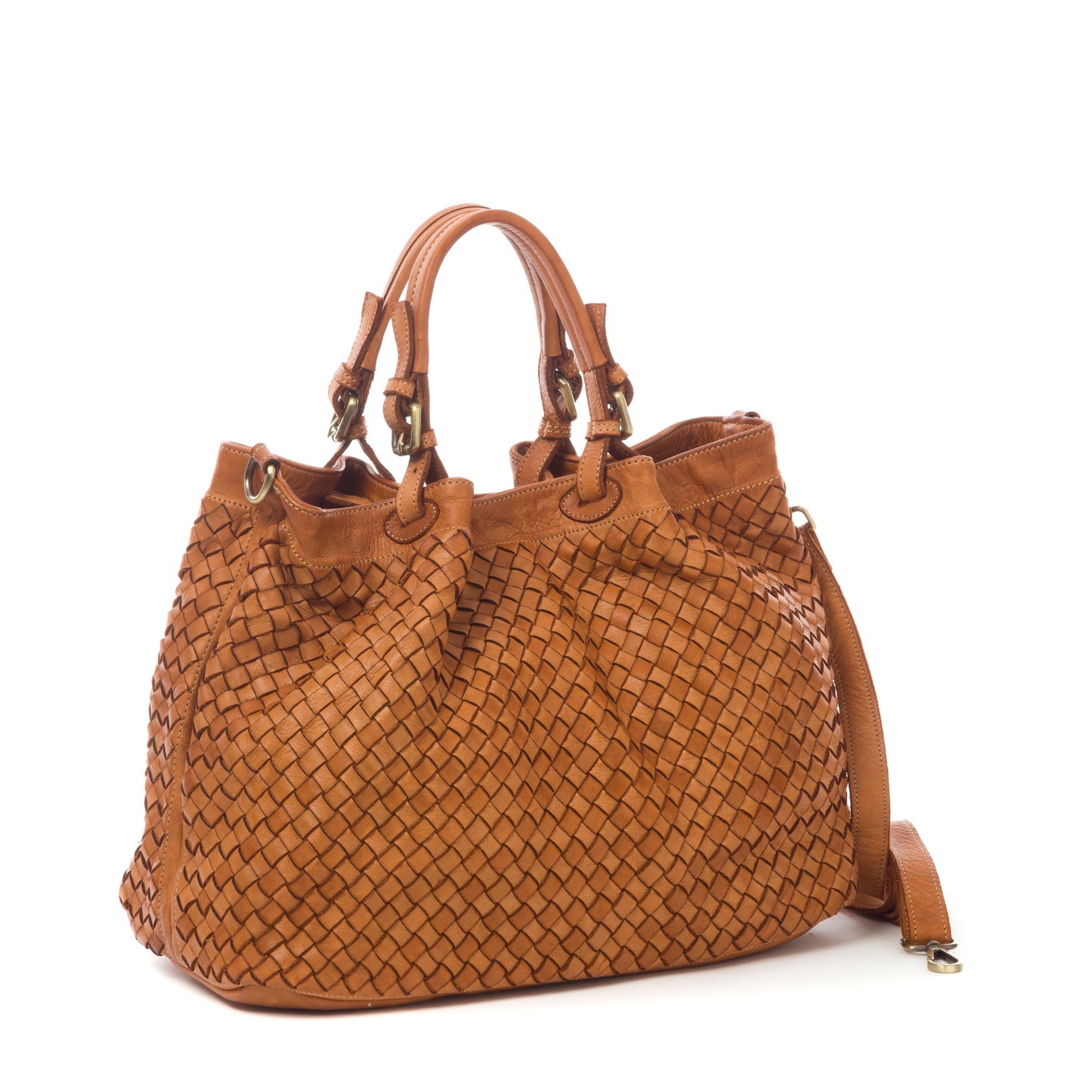 Italian Braided Leather Handbag - Sara Grande in Forest Green - Made in Florence