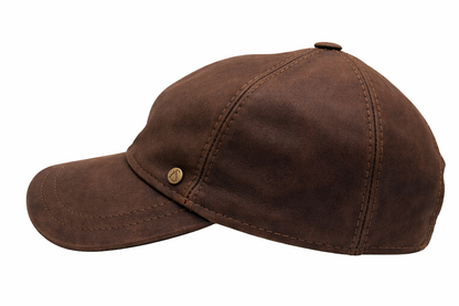 Lederen Baseball Cap – Handmade in Italy - Bruin