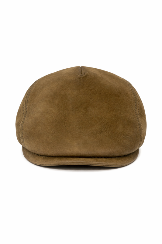 Lederen Flat Cap – Handmade in Italy - Khaki