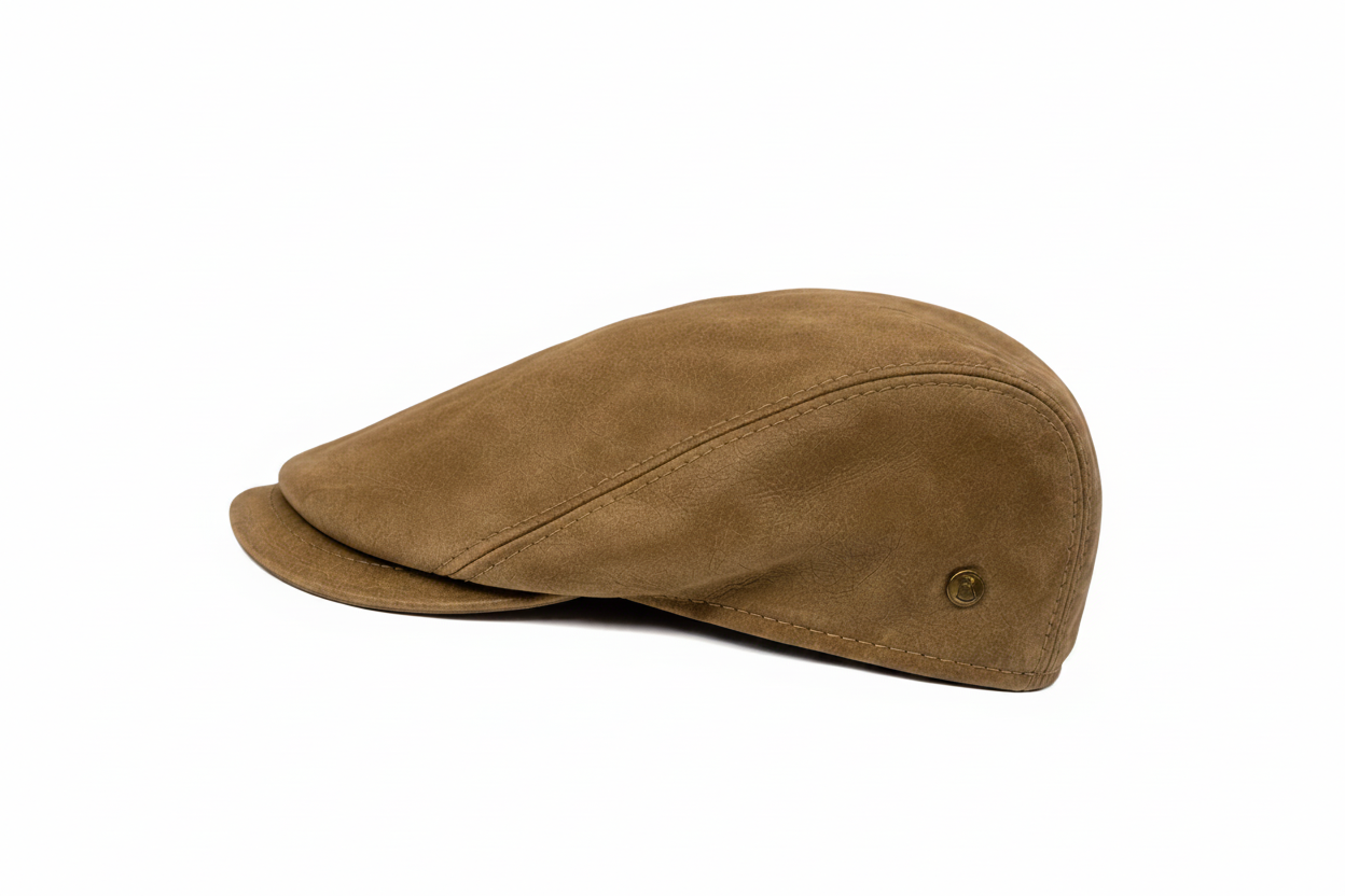 Leather Flat Cap – Handmade in Italy - Khaki