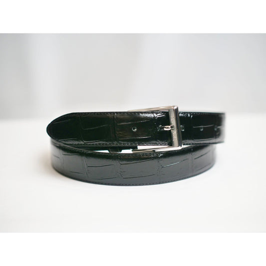 Classic Leather Belt 25mm - Croco Design - Black