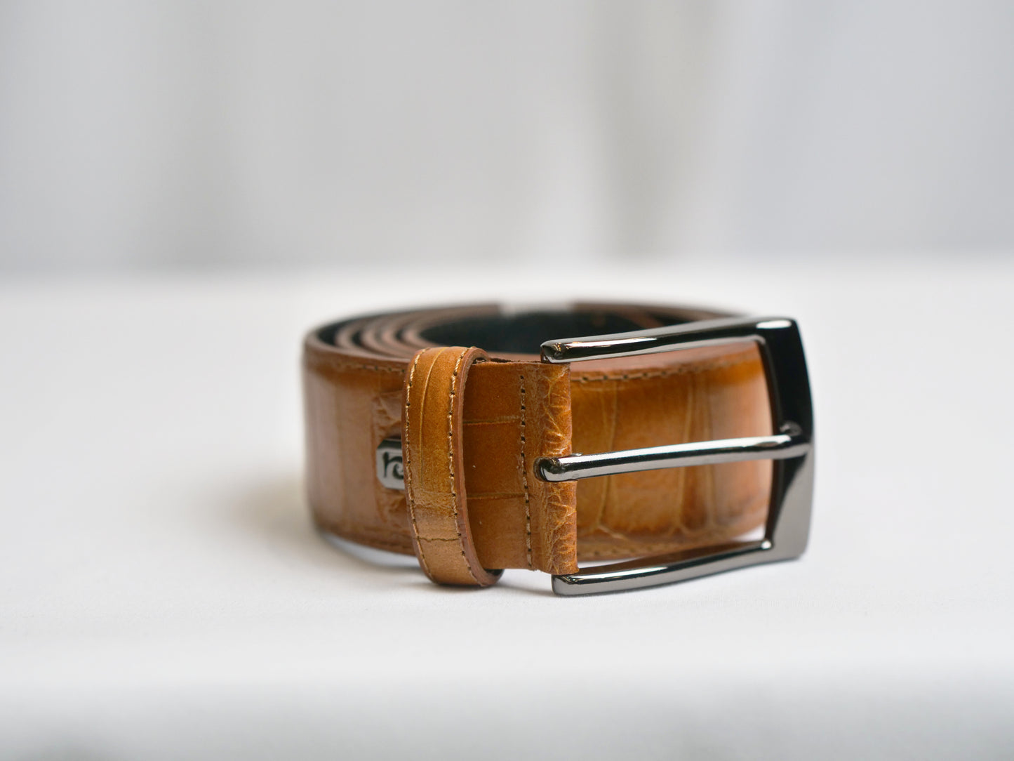 Crocodile leather belt