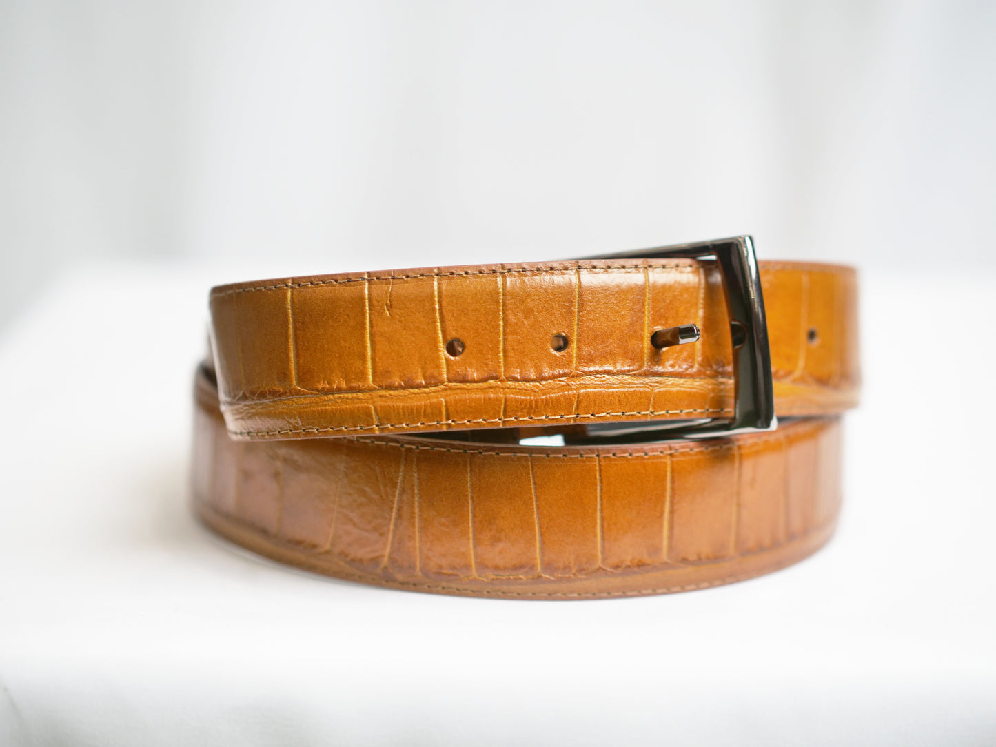 Crocodile leather belt