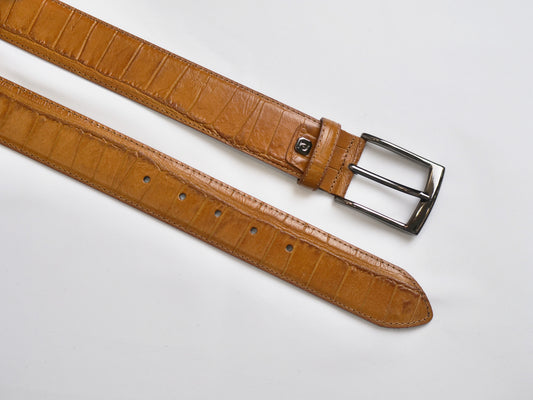 Italiaans Lederen Riem in Krokodil print