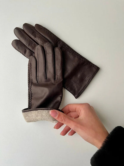 Leather Gloves with Zipper.