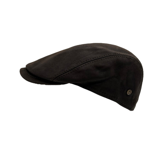 Lederen Flat Cap – Handmade in Italy - Bruin