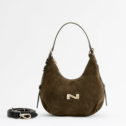 Nathan-Baume Suede Shoulder Bag - Sam in Aspen (dark green)