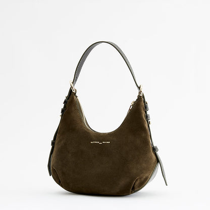 Nathan-Baume Suede Shoulder Bag - Sam in Aspen (dark green)