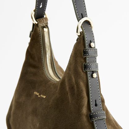 Nathan-Baume Suede Shoulder Bag - Sam in Aspen (dark green)
