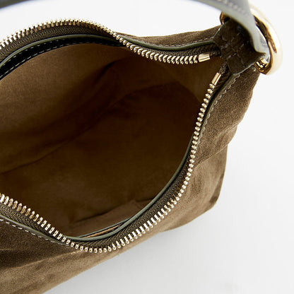 Nathan-Baume Suede Shoulder Bag - Sam in Aspen (dark green)