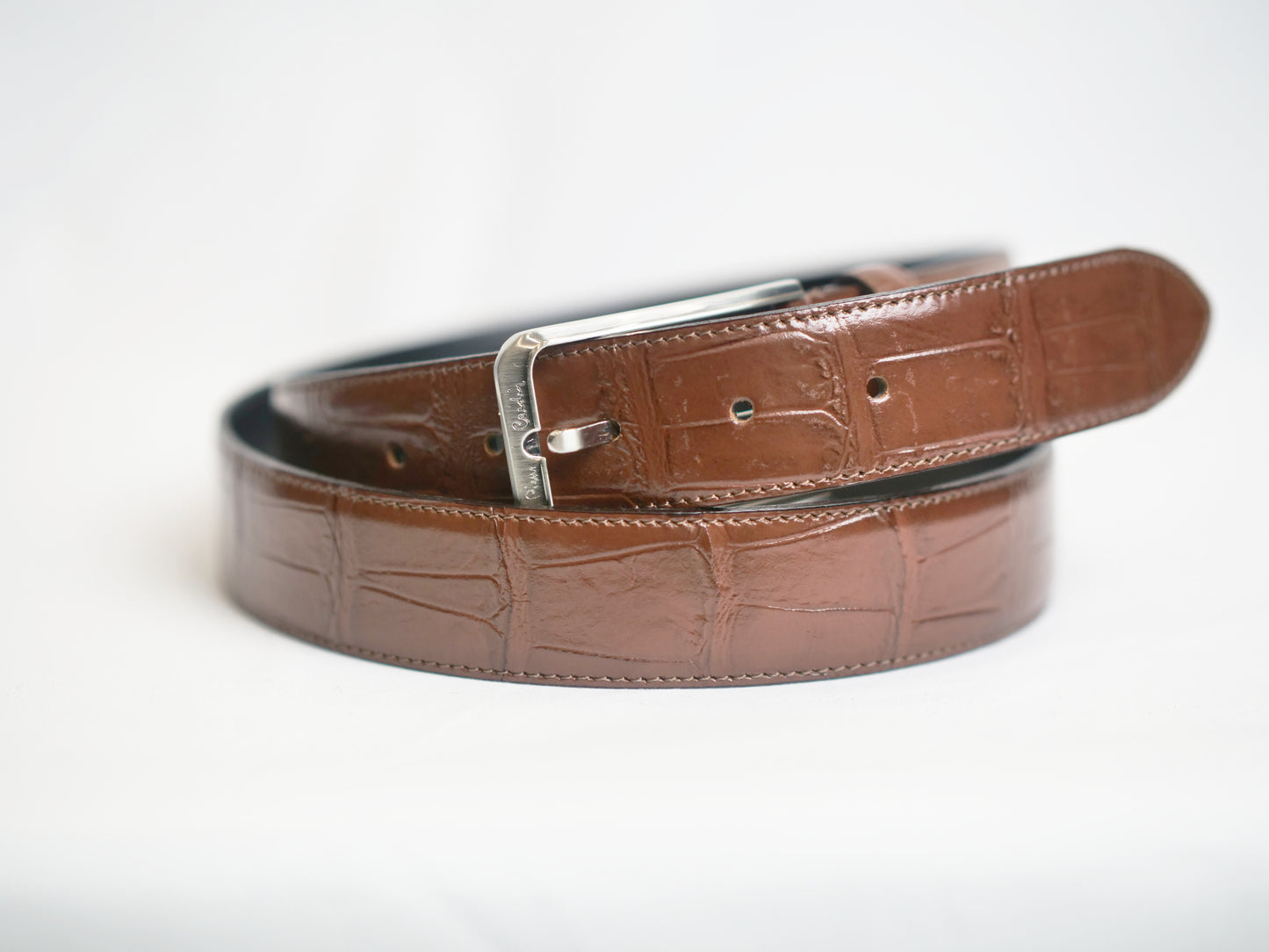 Italiaans Leren Riem in Krokodil print