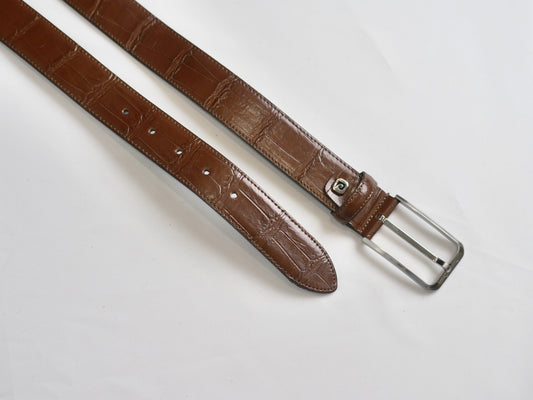 Italiaans Leren Riem in Krokodil print