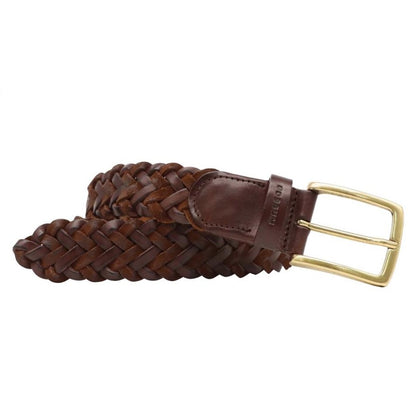Woven Leather Belt - Bruin