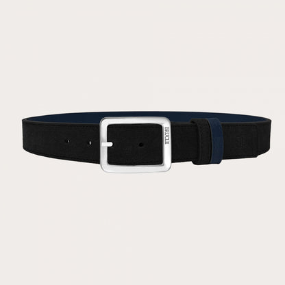 Riem Reversible in Kalfsleder / Suède - Navy / Zwart