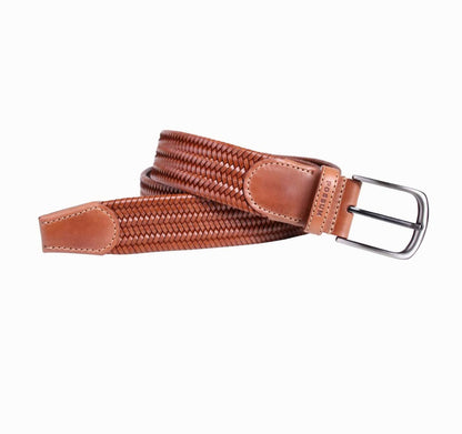 Braided Leather Belt - Cognac